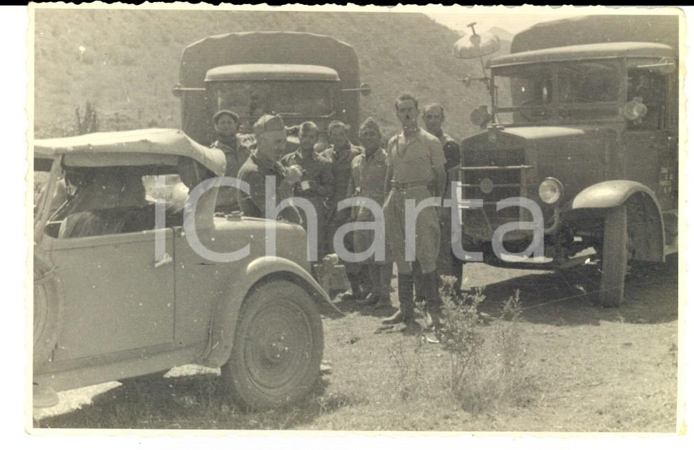 Fotografia d epoca originale 1937 A.O.I. ERITREA Militari italiani durante un viaggio per Addis Abeba Foto 1
