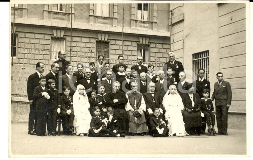 Fotografia d epoca originale 1930 ca GENOVA Istituto Vittorino da Feltre Alunni alla Prima Comunione  Foto 1