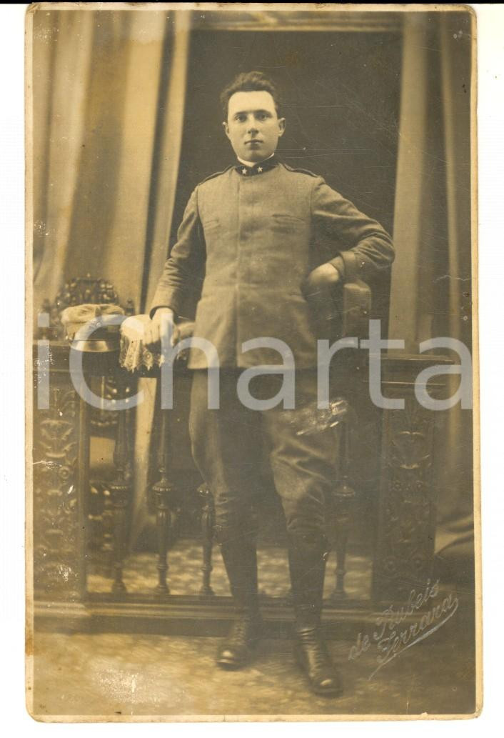 Fotografia d epoca originale 1910 ca FERRARA REGIO ESERCITO Soldato di artiglieria Foto F. DE RUBEIS 1