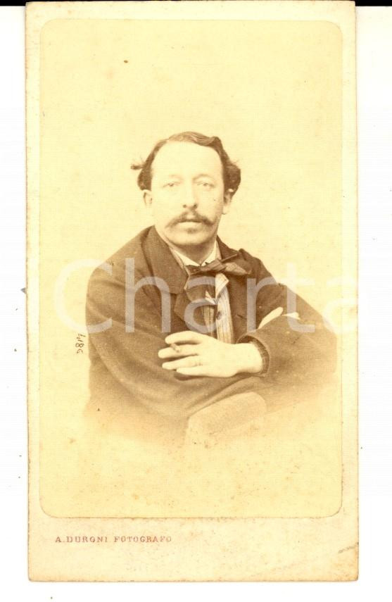 Fotografia d epoca originale 1870 ca MILANO Ritratto di Luigi BRANCA con il sigaro Foto A. DURONI CDV 1