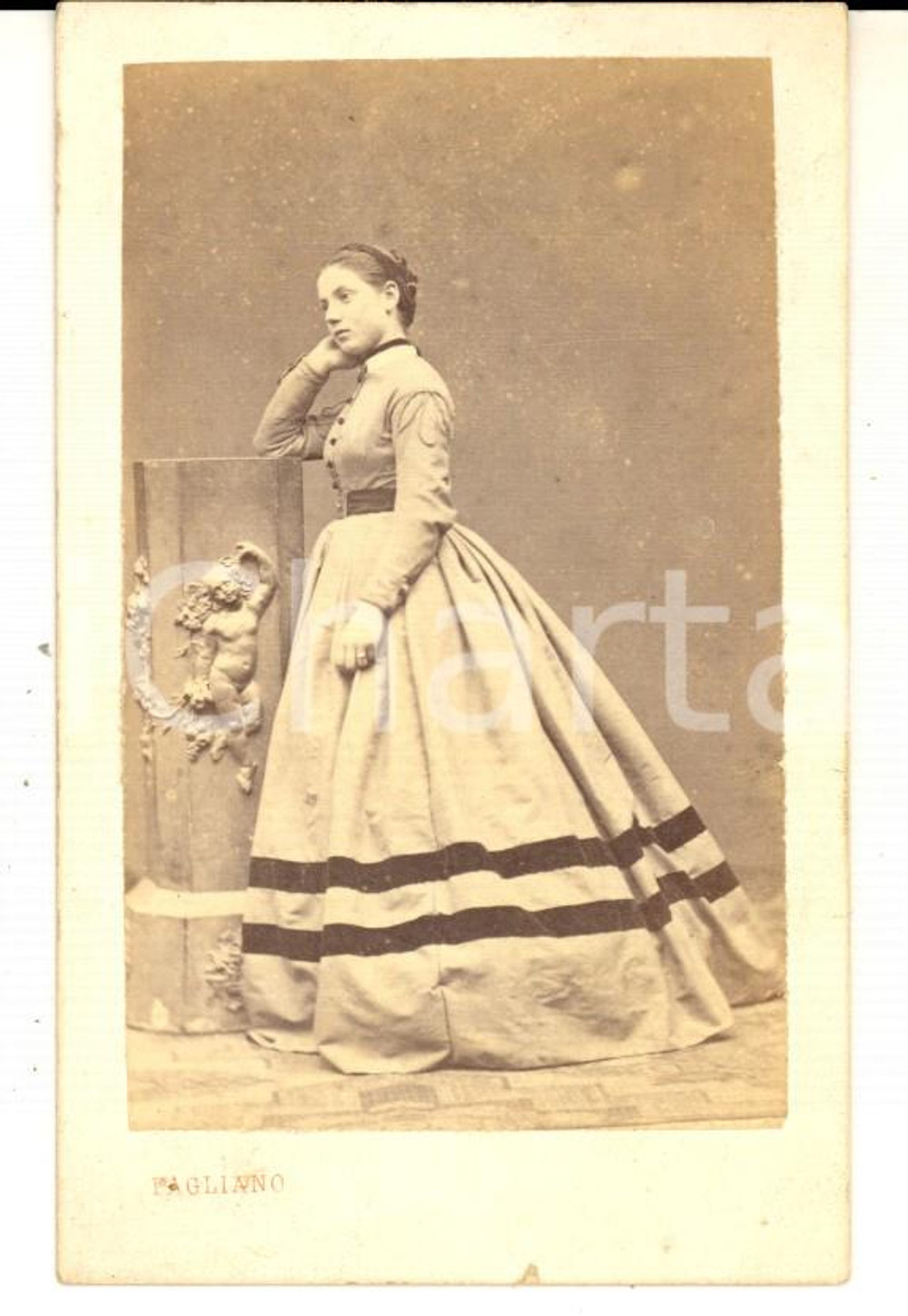Fotografia d epoca originale 1870 ca MILANO Ritratto della nobildonna Cinzia CAIMI Foto PAGLIANO CDV 1