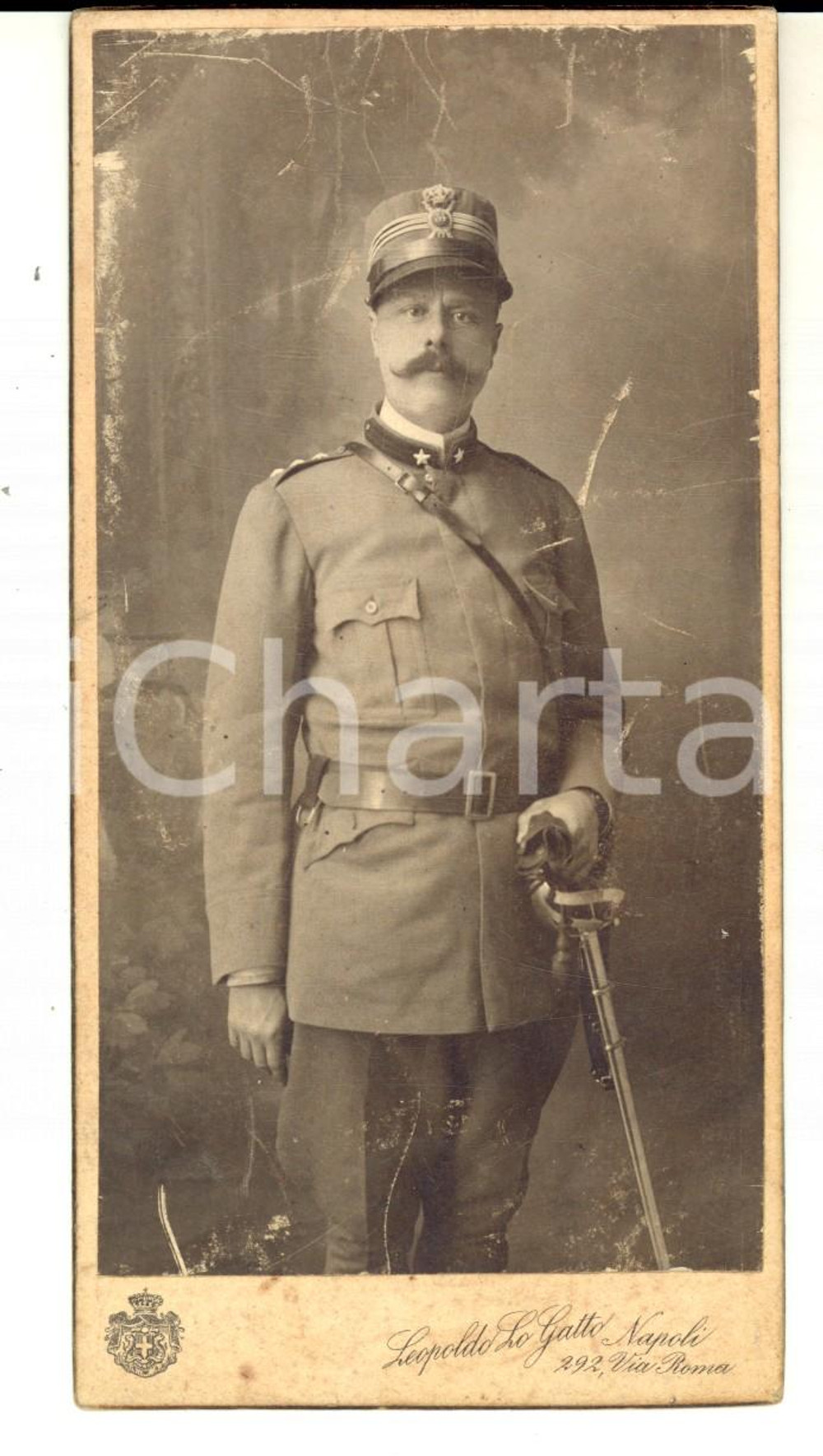 Fotografia d epoca originale 1910 ca NAPOLI Ritratto di ufficiale del 34Â° Reggimento Fanteria  Foto 8x15 cm 1