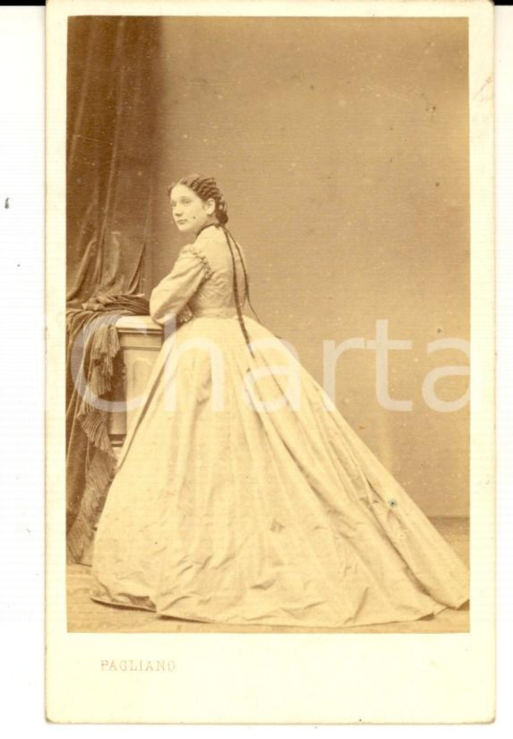 Fotografia d epoca originale 1870 ca MILANO Ritratto della nobildonna Gioconda CAIMI Foto PAGLIANO CDV 1