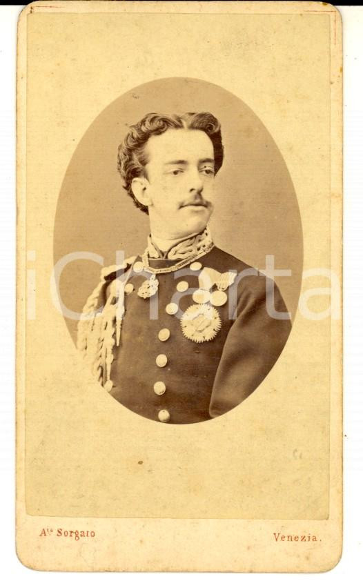 Fotografia d epoca originale 1870 ca CASA SAVOIA Ritratto Amedeo I di Spagna Foto SORGATO VENEZIA CDV 1