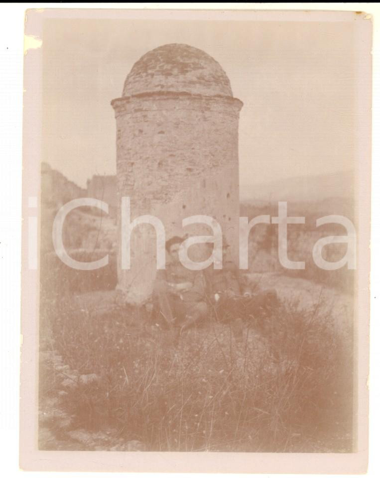 Fotografia d epoca originale 1919 COSENZA Ufficiali ROTA e ADOLISI al Castello Fotografia 9x12 cm 1