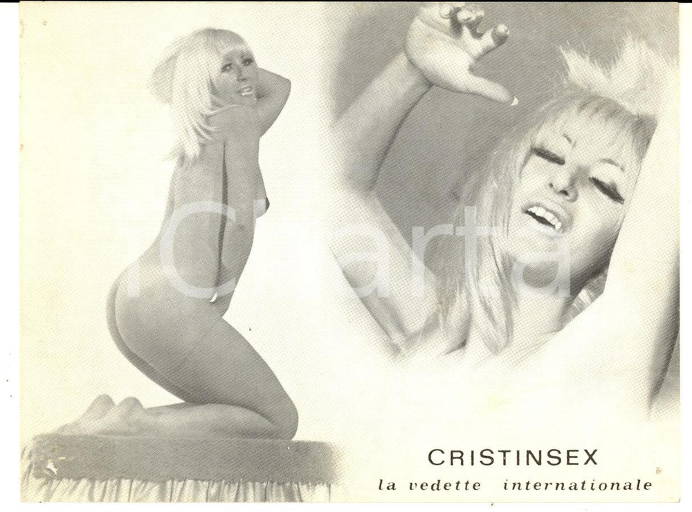 Fotografia d epoca originale 1965 ca PARIS EROTIC CABARET La vedette CRISTINSEX  Cartoncino pubblicitario 1