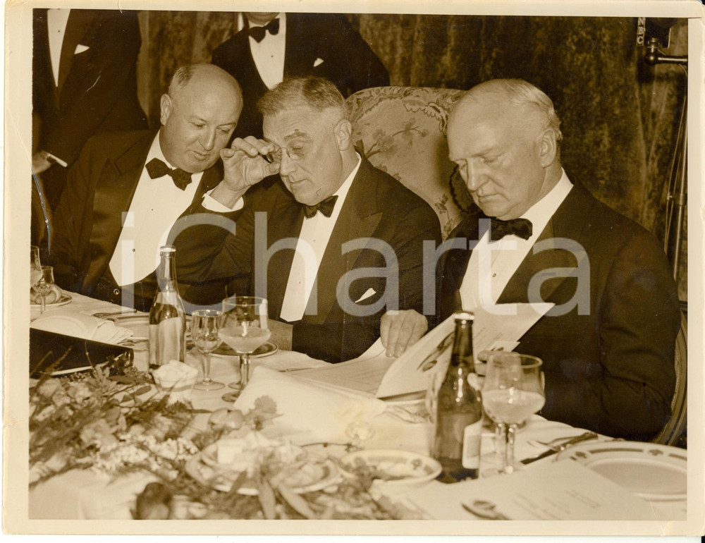 Fotografia d epoca originale 1937 WASHINGTON Democratic Victory Dinner  Franklin ROOSEVELT James FARLEY 1