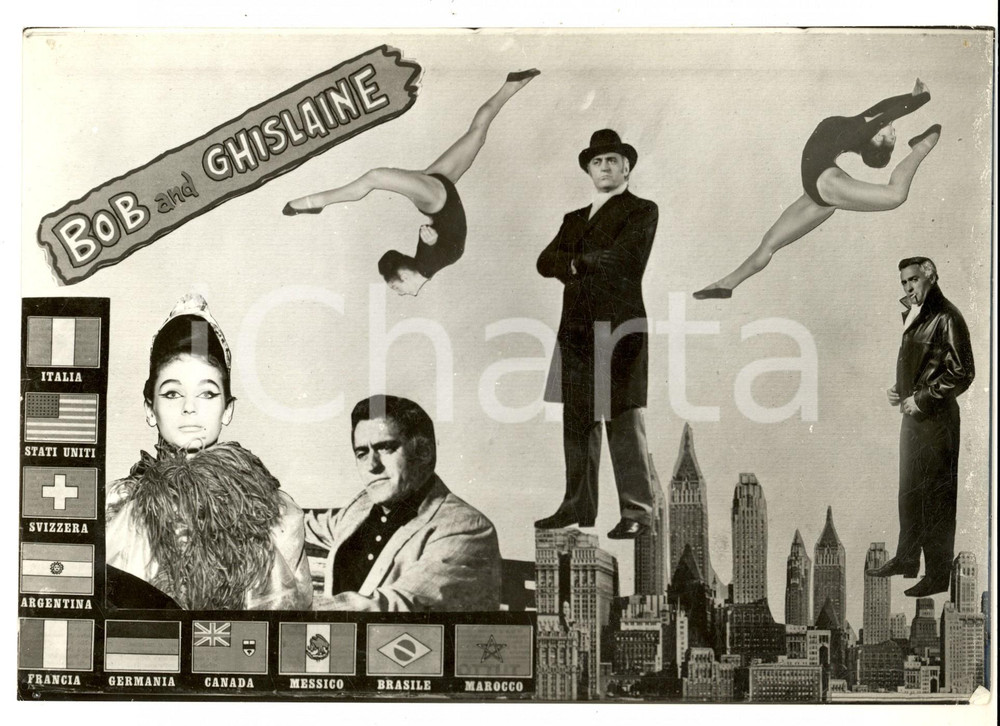 Fotografia d epoca originale 1970 ca FRANCE CABARET ACROBATI Il duo BOB and GHISLAINE  Foto 24x18 cm 1