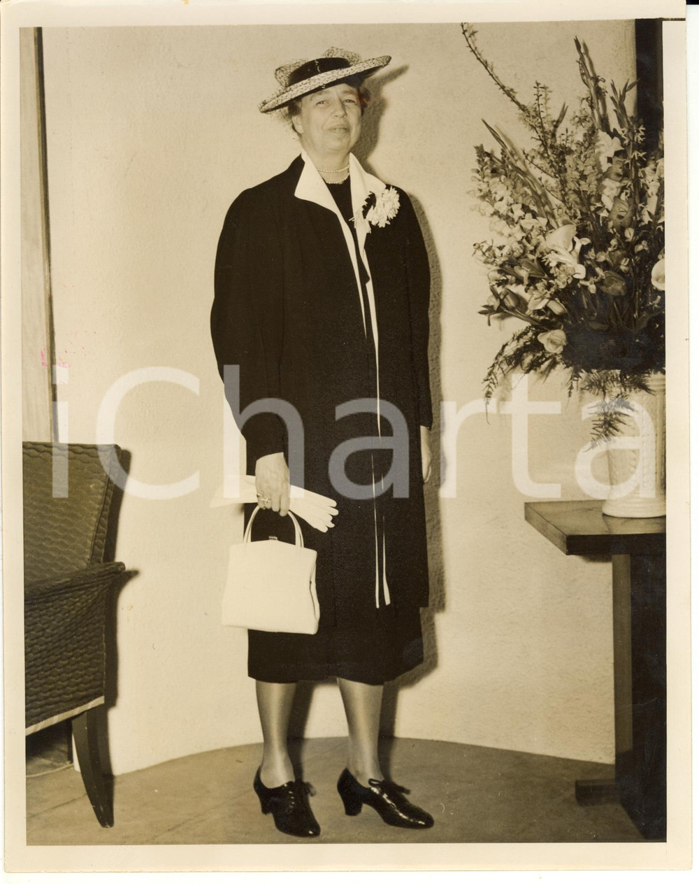 Fotografia d epoca originale 1935 ca NEW YORK Eleanor ROOSEVELT wearing a costume for a sunny day  Photo 1