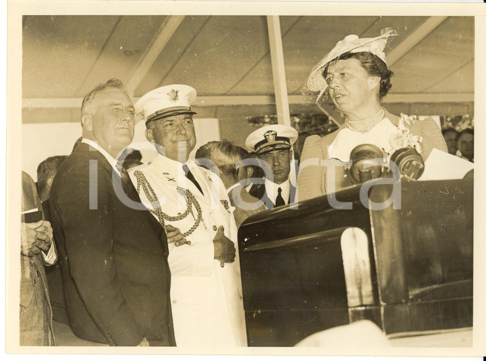 Fotografia d epoca originale 1938 NEW YORK First Lady introduces Franklin ROOSEVELT at Education Fair  Photo 1