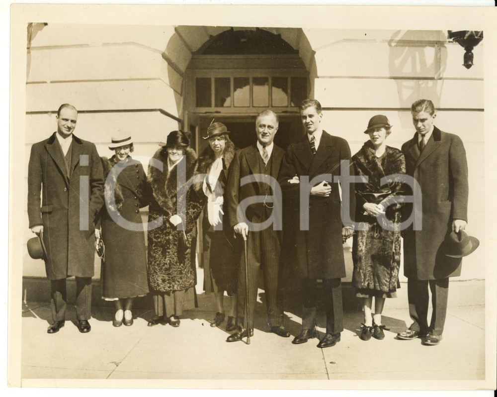 Fotografia d epoca originale 1933 WASHINGTON WHITE HOUSE Franklin ROOSEVELT and his family after inauguration 1