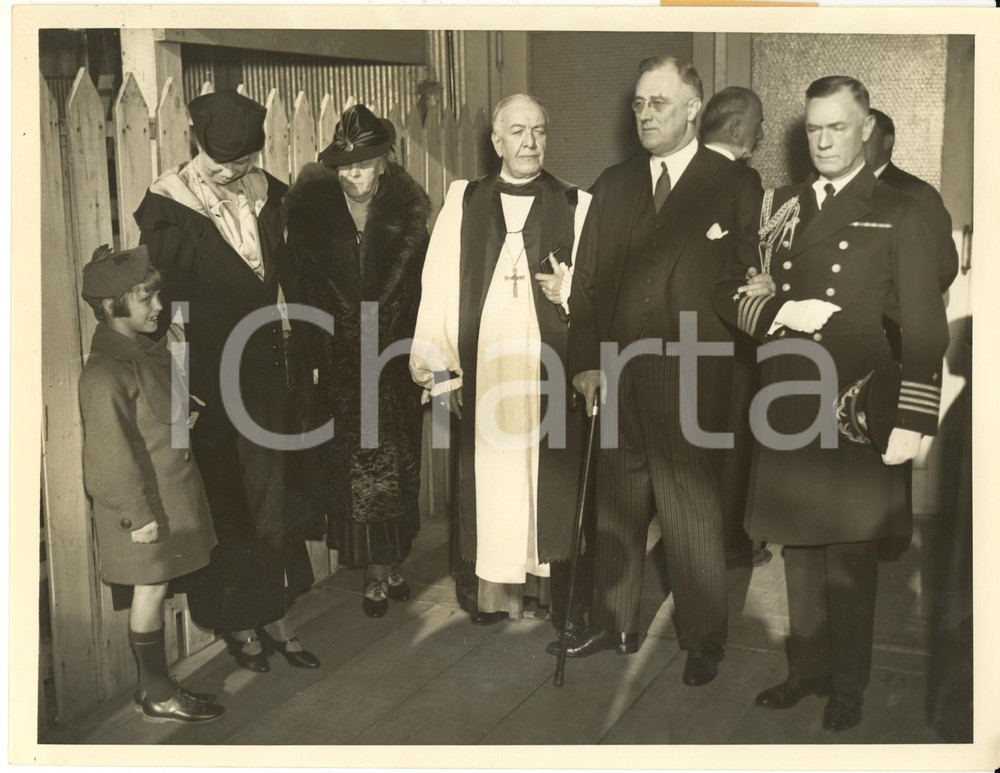 Fotografia d epoca originale 1935 WASHINGTON Franklin ROOSEVELT attends church services with his family PHOTO 1