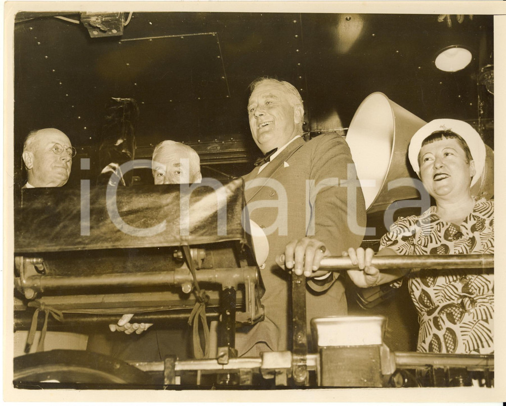 Fotografia d epoca originale 1938 WASHINGTON Franklin ROOSEVELT with members of Cabinet leaves for West 1
