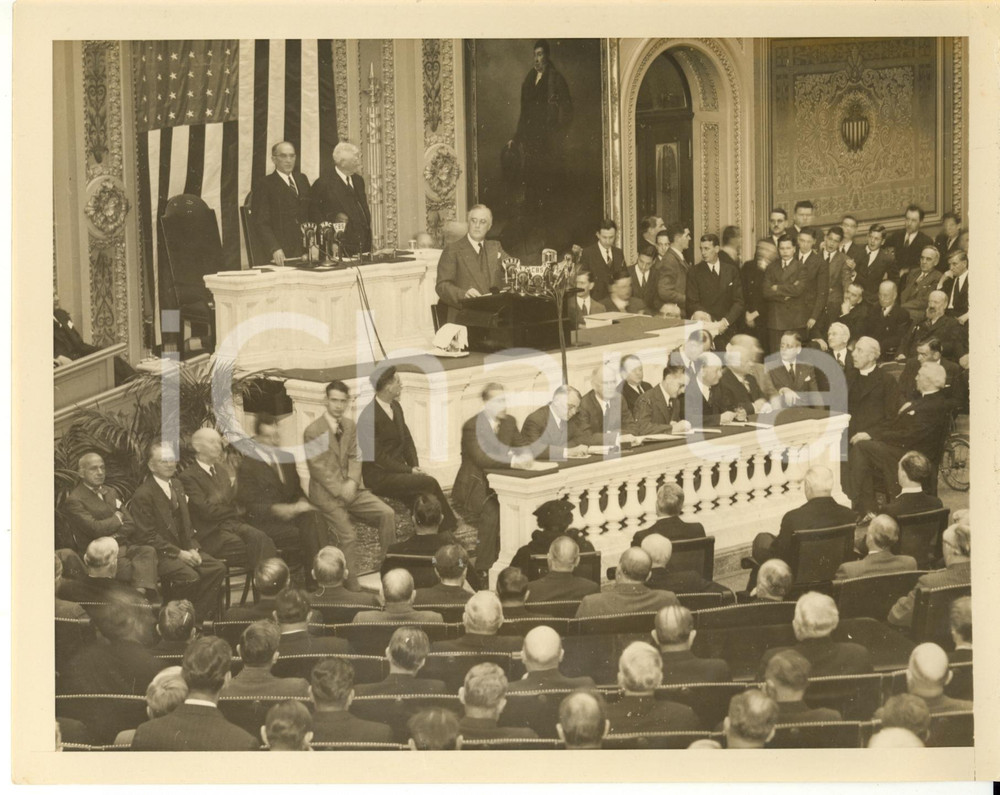 Fotografia d epoca originale 1940 WASHINGTON 76th Congress  Franklin D. ROOSEVELT speaking to the crowd 1