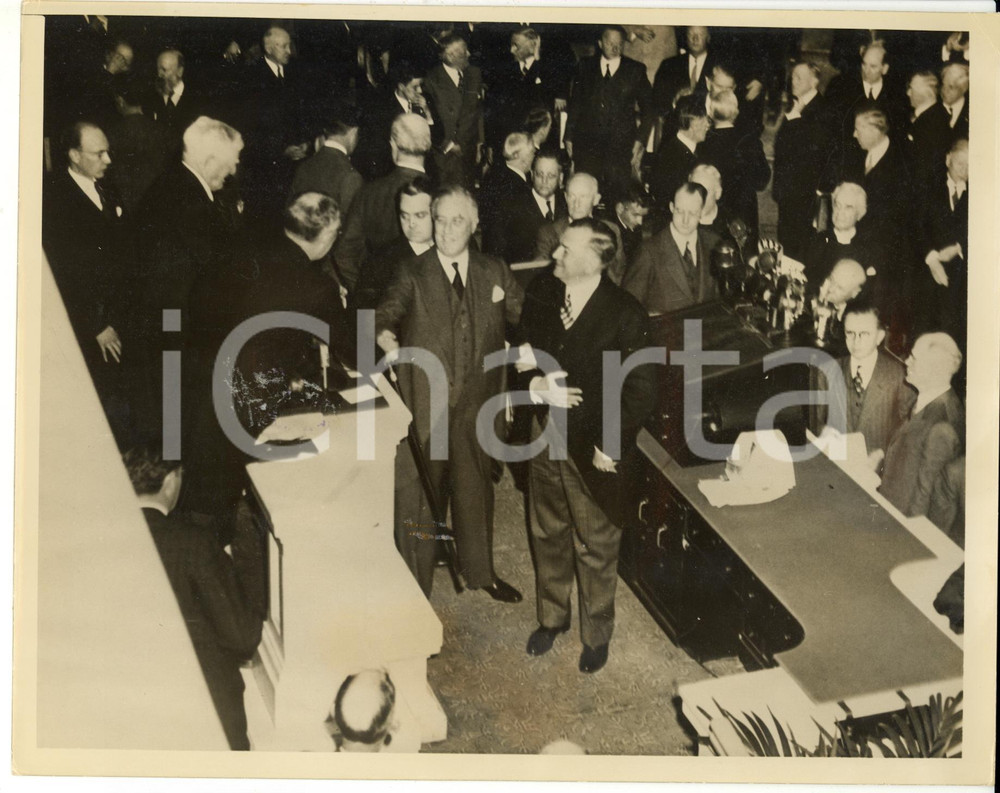 Fotografia d epoca originale 1940 WASHINGTON  Franklin D. ROOSEVELT with Edwin M. WATSON  Photo 23x18 cm 1