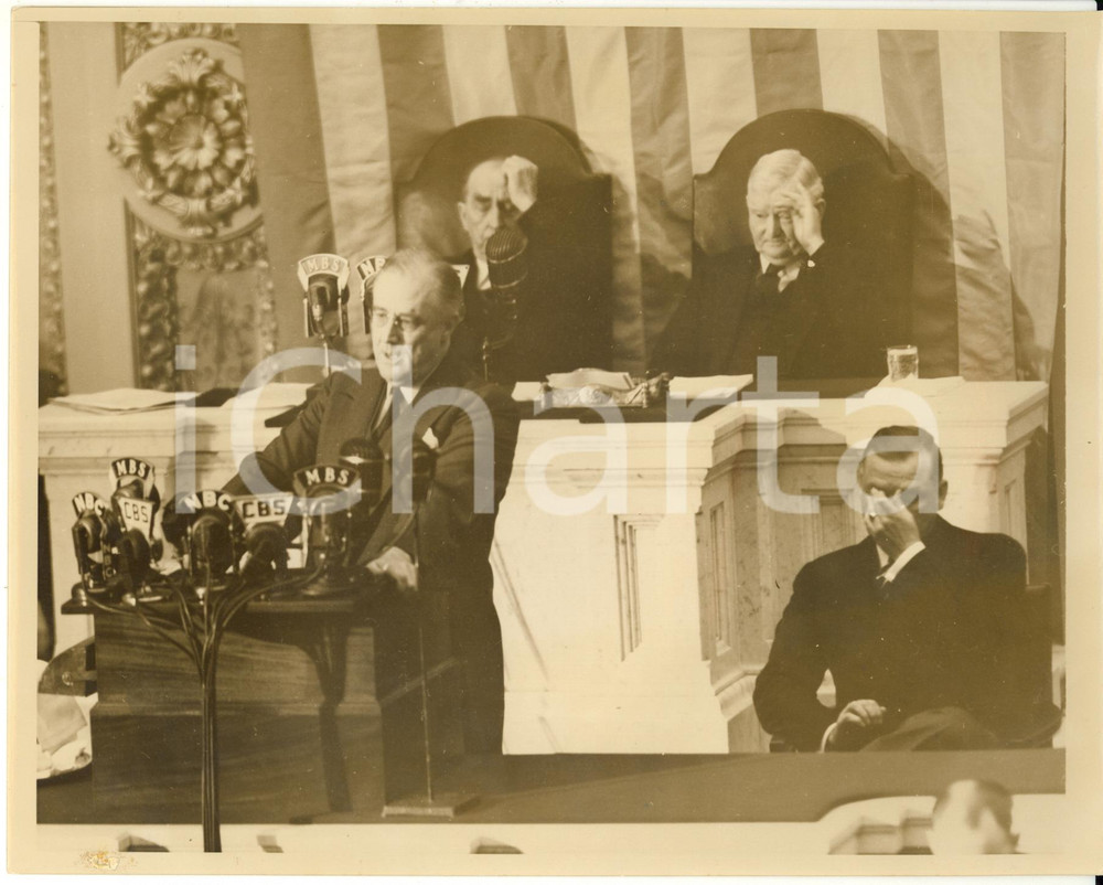 Fotografia d epoca originale 1940 WASHINGTON Franklin D. ROOSEVELT addressing the opening of Congress  Photo 1