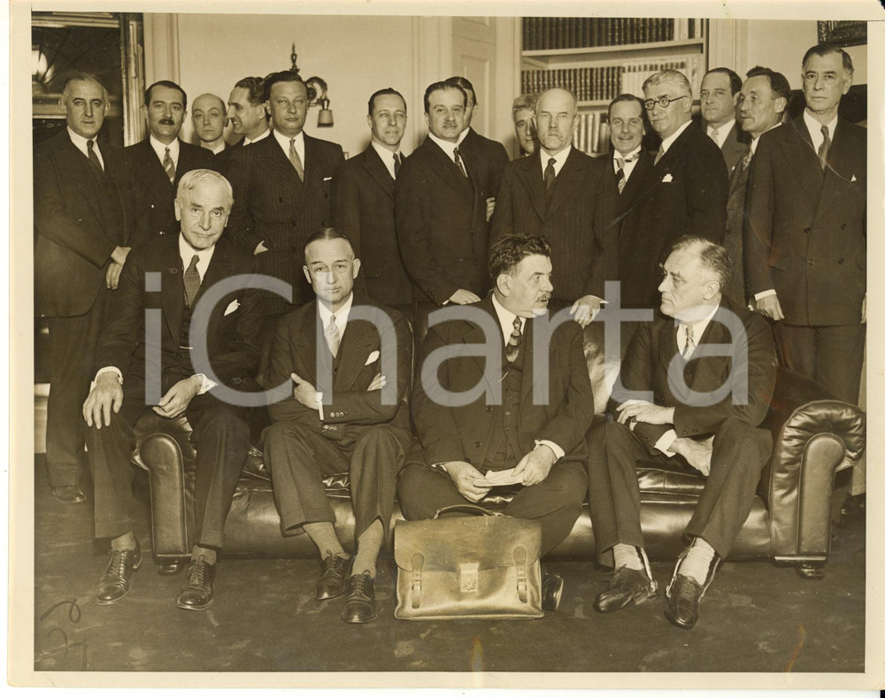 Fotografia d epoca originale 1933 WASHINGTON  Franklin D. ROOSEVELT with Edouard HERRIOT during a meeting 1
