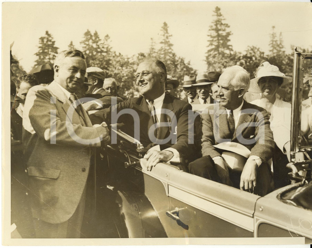 Fotografia d epoca originale 1933 CAMPOBELLO  Franklin D. ROOSEVELT with Norman DAVIS and Leonard TILLEY 1