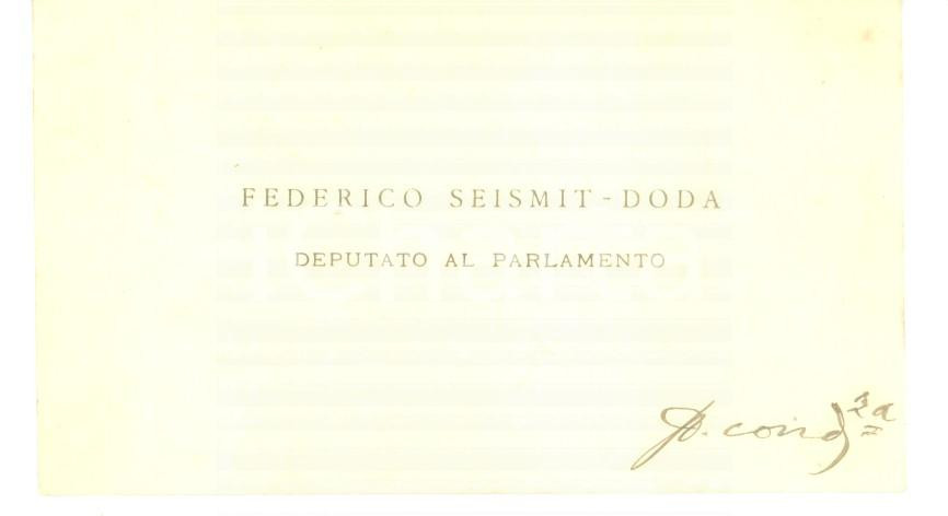 Autografo originale 1880 ca ROMA Condoglianze on. Federico SEISMIT DODA  Biglietto autografo 1