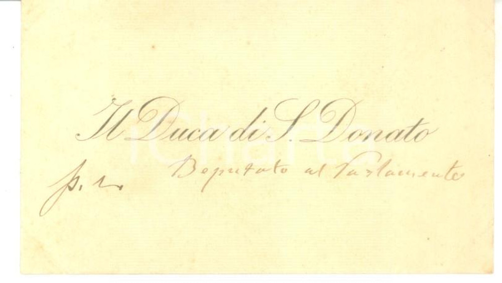 Autografo originale 1890 ca On. Gennaro SAMBIASE SANSEVERINO di SAN DONATO  Biglietto autografo 1