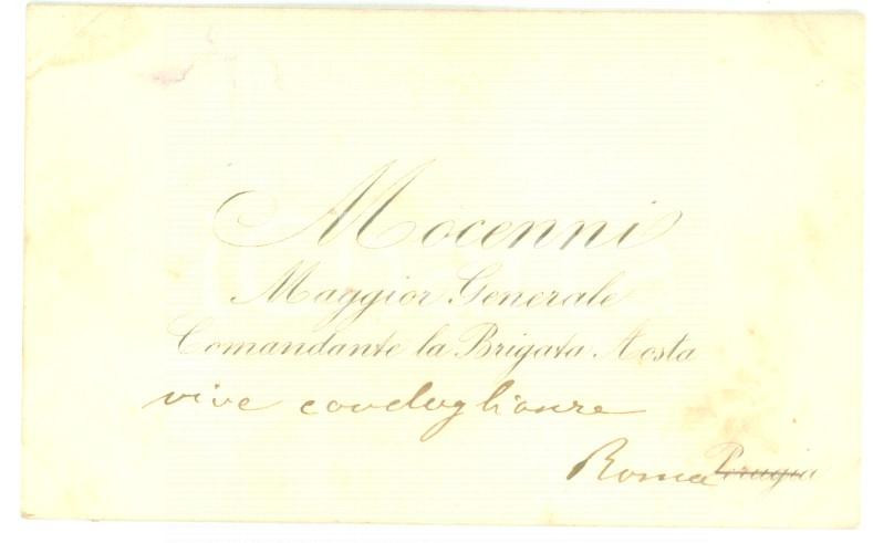 Autografo originale 1890 ca ROMA Condoglianze on. Stanislao MOCENNI  Biglietto da visita autografo 1