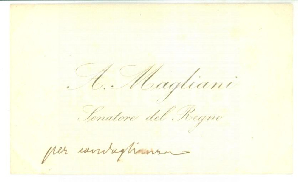 Autografo originale 1870 ca ROMA Biglietto di condoglianze del senatore Agostino MAGLIANI Autografo 1