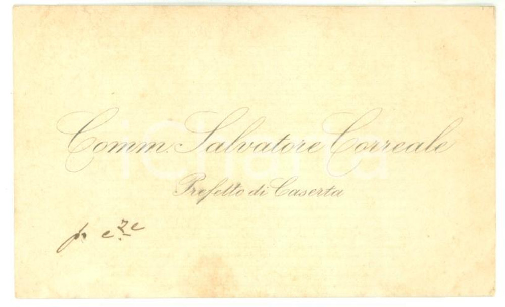 Autografo originale 1890 ca CASERTA Condoglianze prefetto Salvatore CORREALE  Biglietto autografo 1