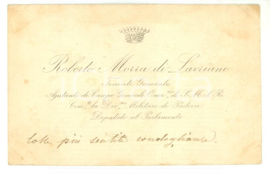 Autografo originale 1900 ca Condoglianze Roberto MORRA DI LAVRIANO E DELLA MONTA  Autografo 1