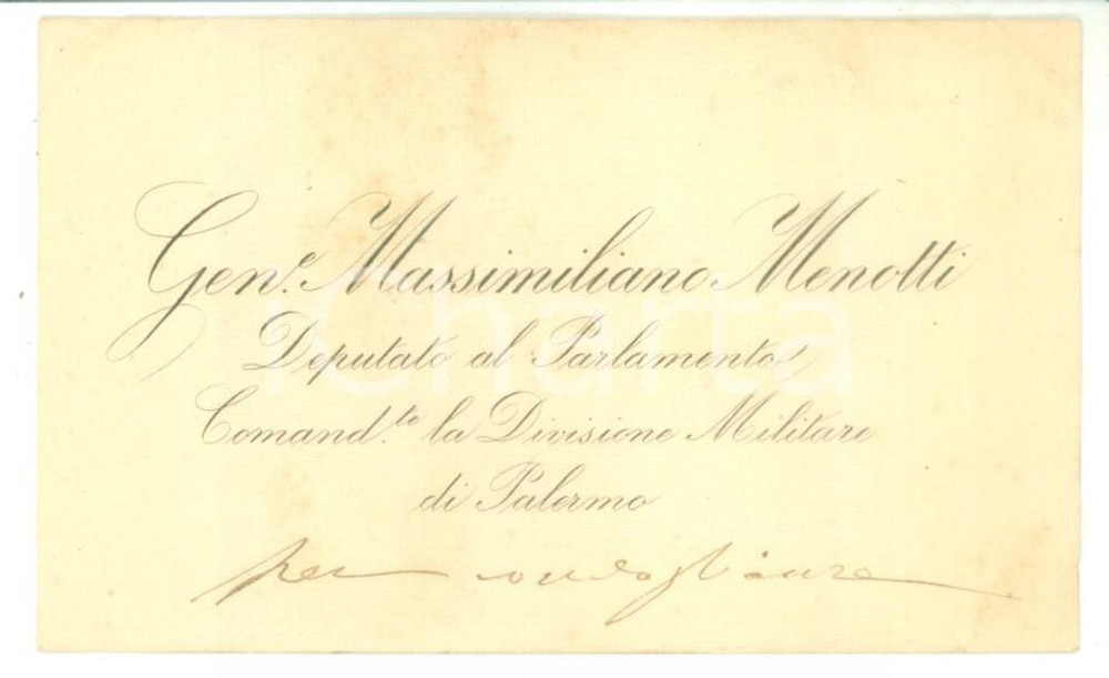 Autografo originale 1880 ca PALERMO Condoglianze on. Massimiliano MENOTTI  Biglietto autografo 1