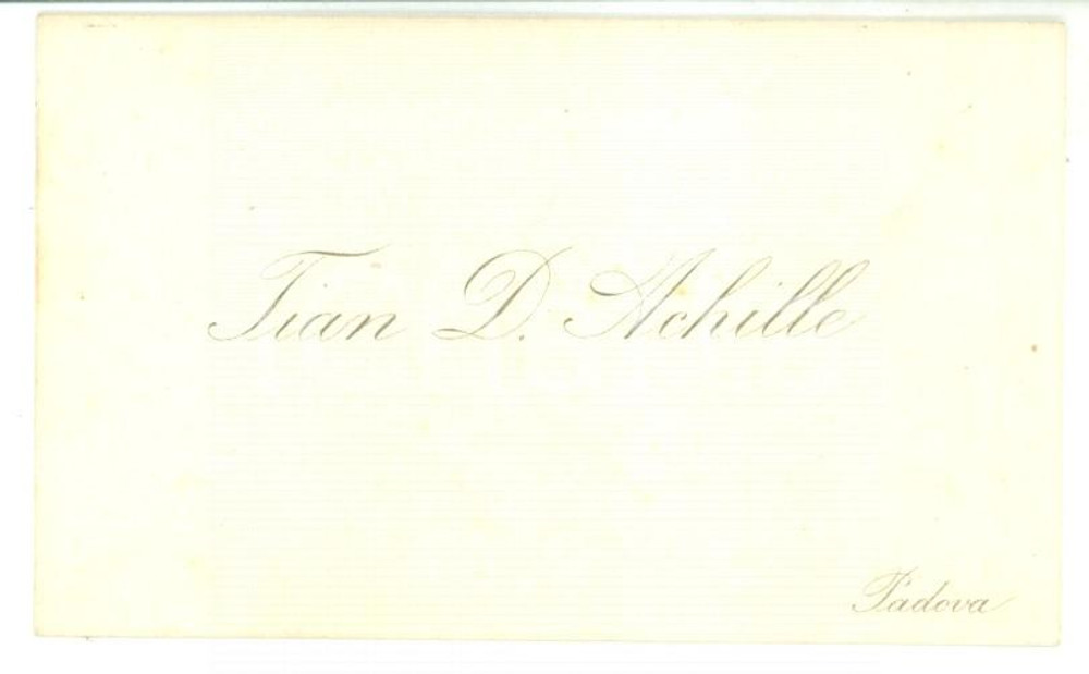Autografo originale 1896 PADOVA Biglietto di ringraziamento di Achille TIAN  Autografo 1