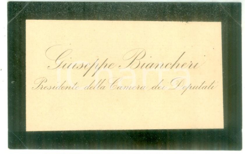Oggetto da collezione cartaceo 1890 ca ROMA Biglietto da visita Giuseppe BIANCHERI presidente della Camera 1