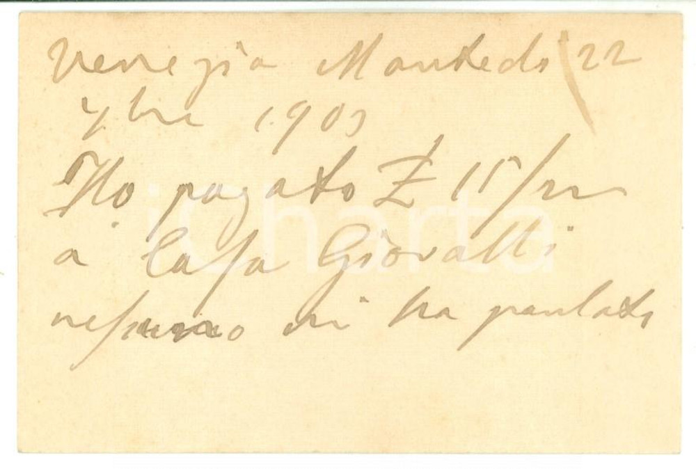 Autografo originale 1900 PADOVA Biglietto da visita di Roberto TALPO  Autografo 1