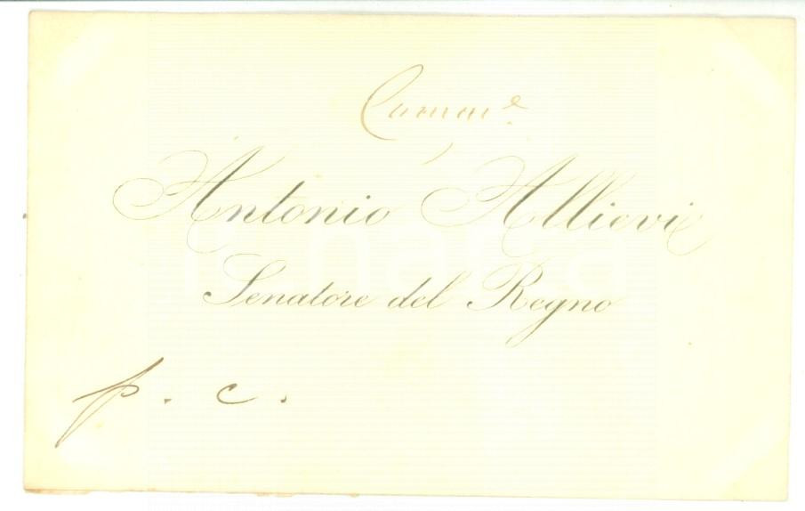 Autografo originale 1880 ca ROMA Condoglianze senatore Antonio ALLIEVI  Biglietto autografo 1