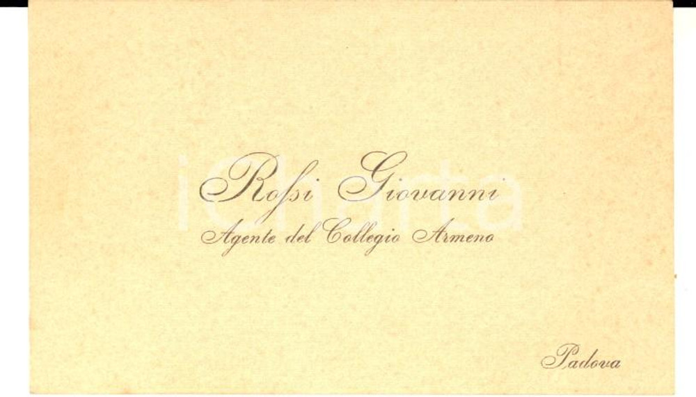 Autografo originale 1906 PADOVA Biglietto di Giovanni ROSSI agente del Collegio Armeno  Autografo 1