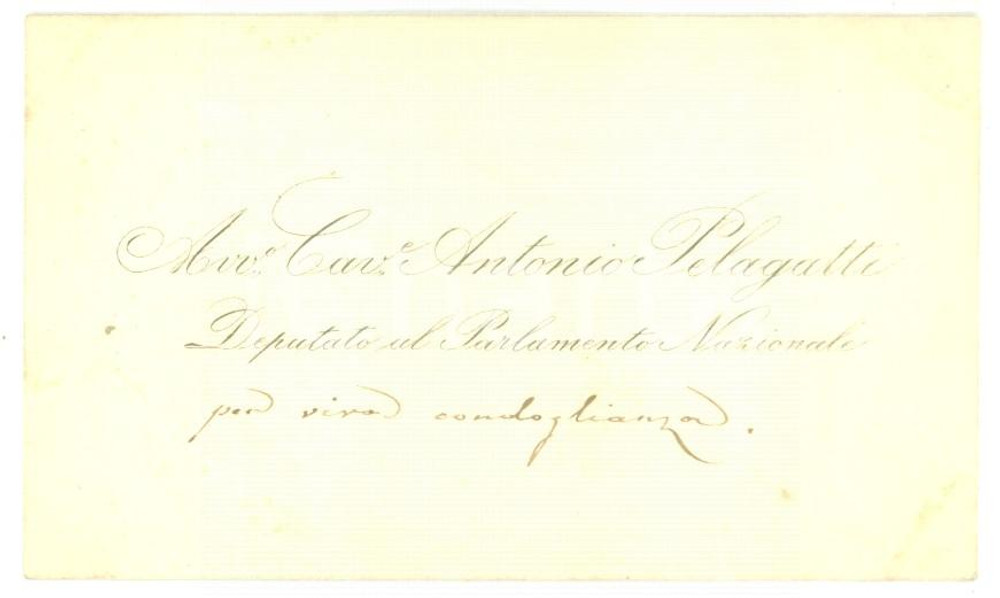 Autografo originale 1890 ca ROMA Biglietto da visita del deputato Antonio PELAGATTI  Autografo 1