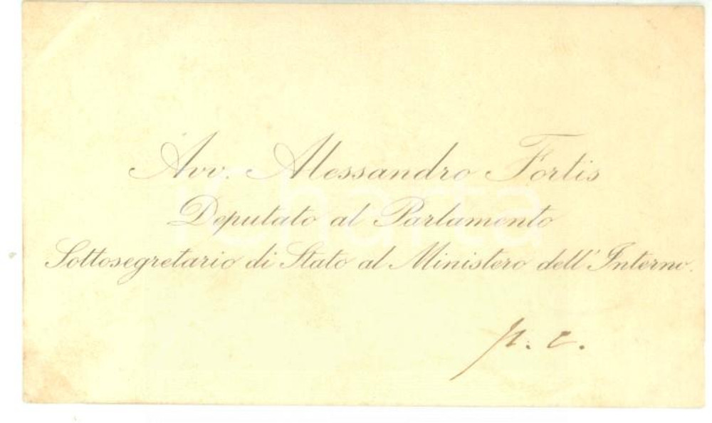 Autografo originale 1890 ca ROMA Biglietto da visita sottosegretario Alessandro FORTIS Autografo 1