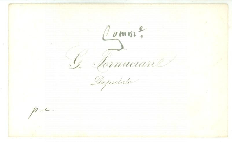 Autografo originale 1890 ca ROMA Biglietto da visita deputato Giuseppe FORNACIARI Autografo 1