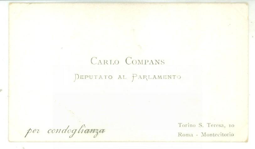 Oggetto da collezione cartaceo 1890 ca ROMA Condoglianze on. Carlo COMPANS DI BRICHANTEAU Biglietto da visita 1