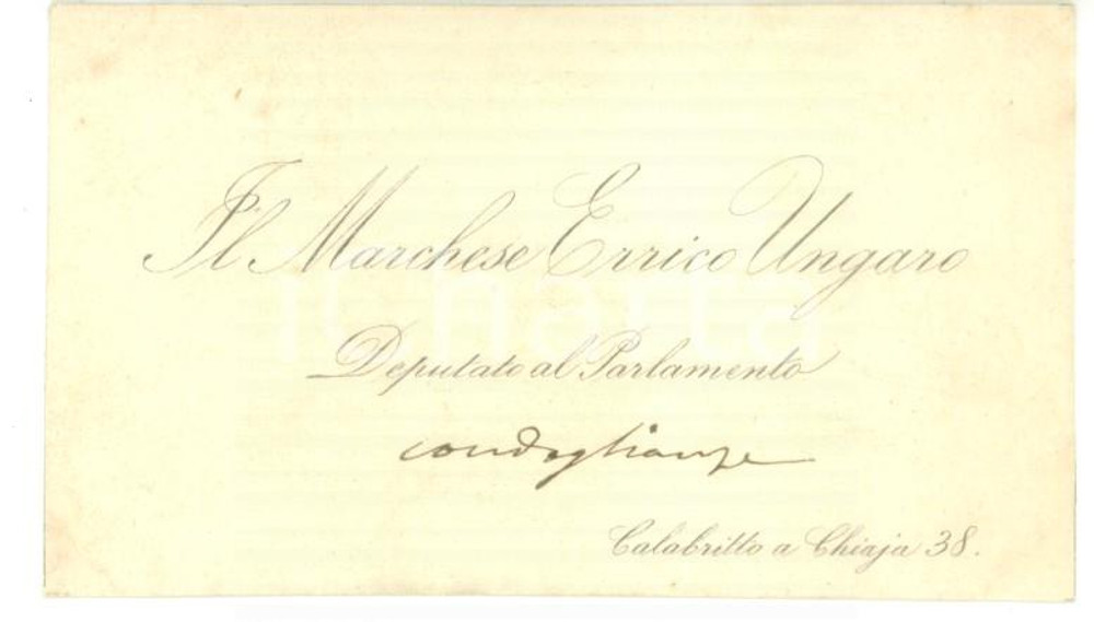 1890 ca NAPOLI Condoglianze on. Errico UNGARO - Biglietto da visita autografo
