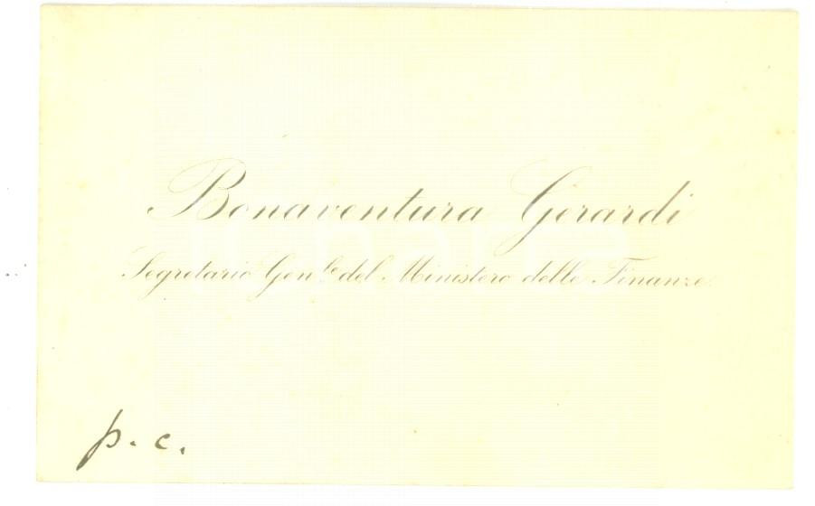 Autografo originale 1890 ca ROMA Biglietto da visita del segretario Bonaventura GERARDI  Autografo 1