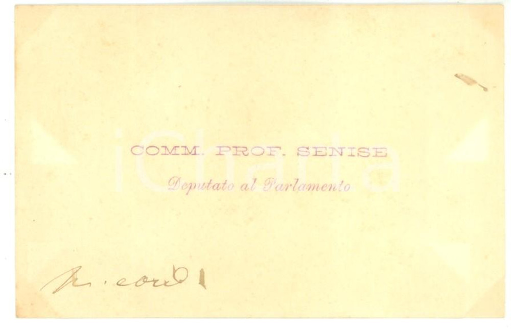 Autografo originale 1890 ca ROMA Condoglianze deputato Tommaso SENISE  Biglietto autografo 1