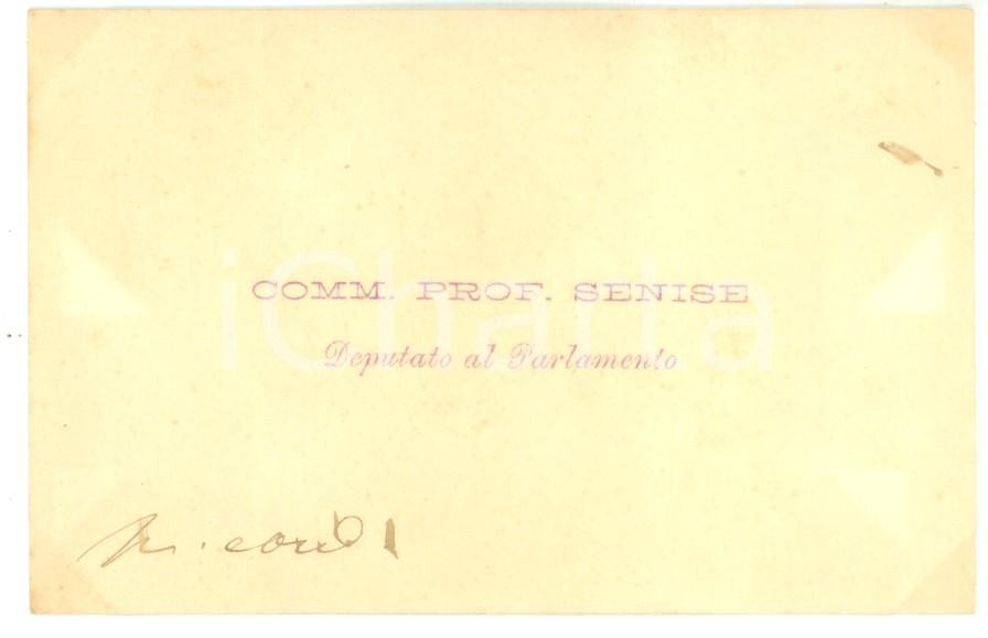 Autografo originale 1890 ca ROMA Condoglianze deputato Tommaso SENISE  Biglietto autografo 1