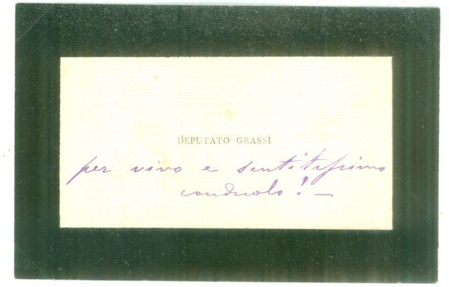 Autografo originale 1890 ca MARTINA FRANCA Condoglianze deputato Paolo GRASSI  Biglietto autografo 1