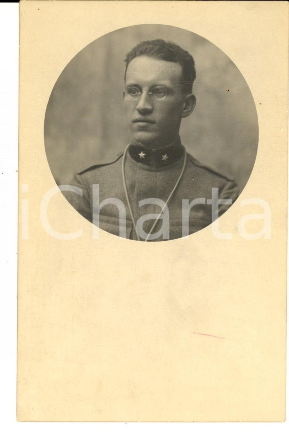 Fotografia d epoca originale 1915 ca WW1 REGIO ESERCITO Ritratto di ufficiale con gli occhiali  Foto 1