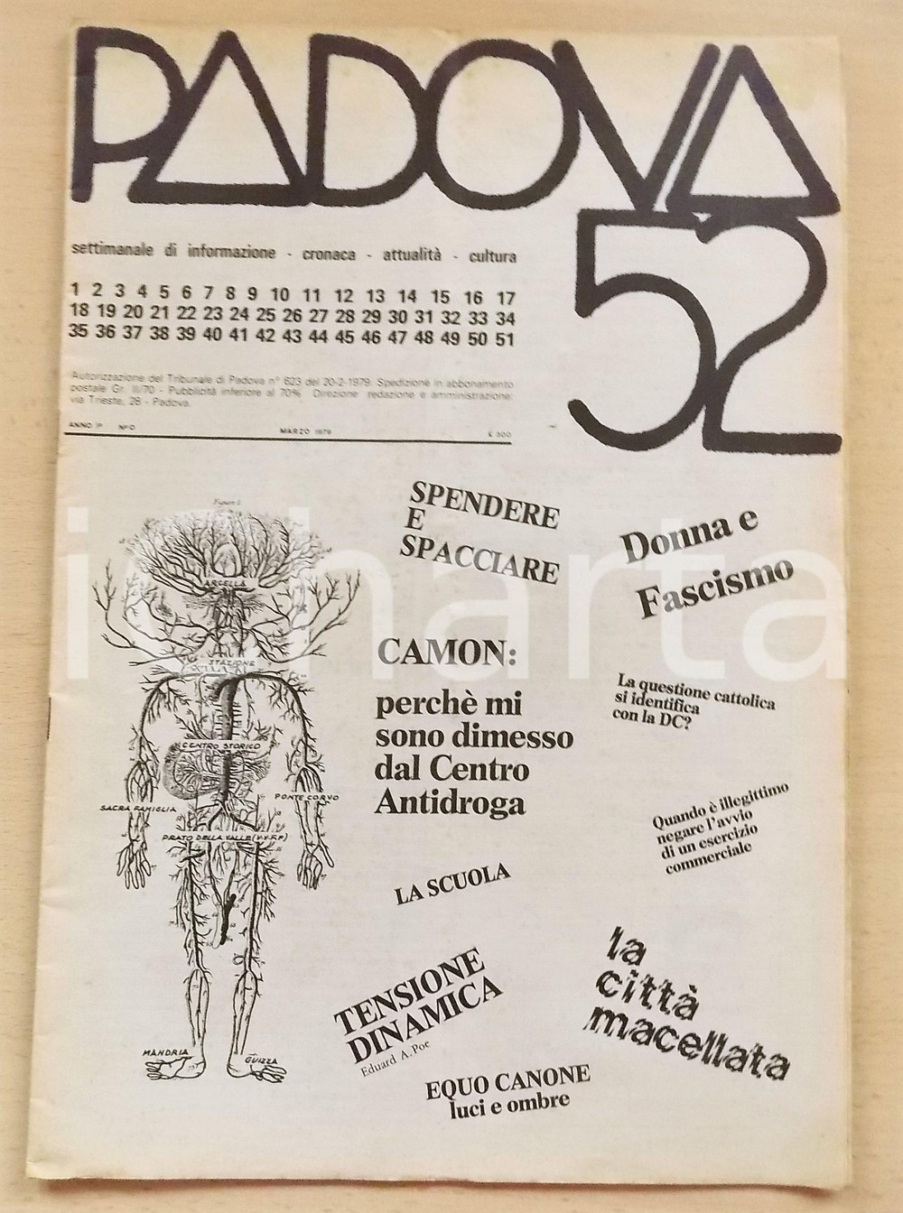 Giornale, rivista storica 1979 PADOVA 52 Donna e fascismo  CittÃ  macellata  Settimanale anno I nÂ°1 1