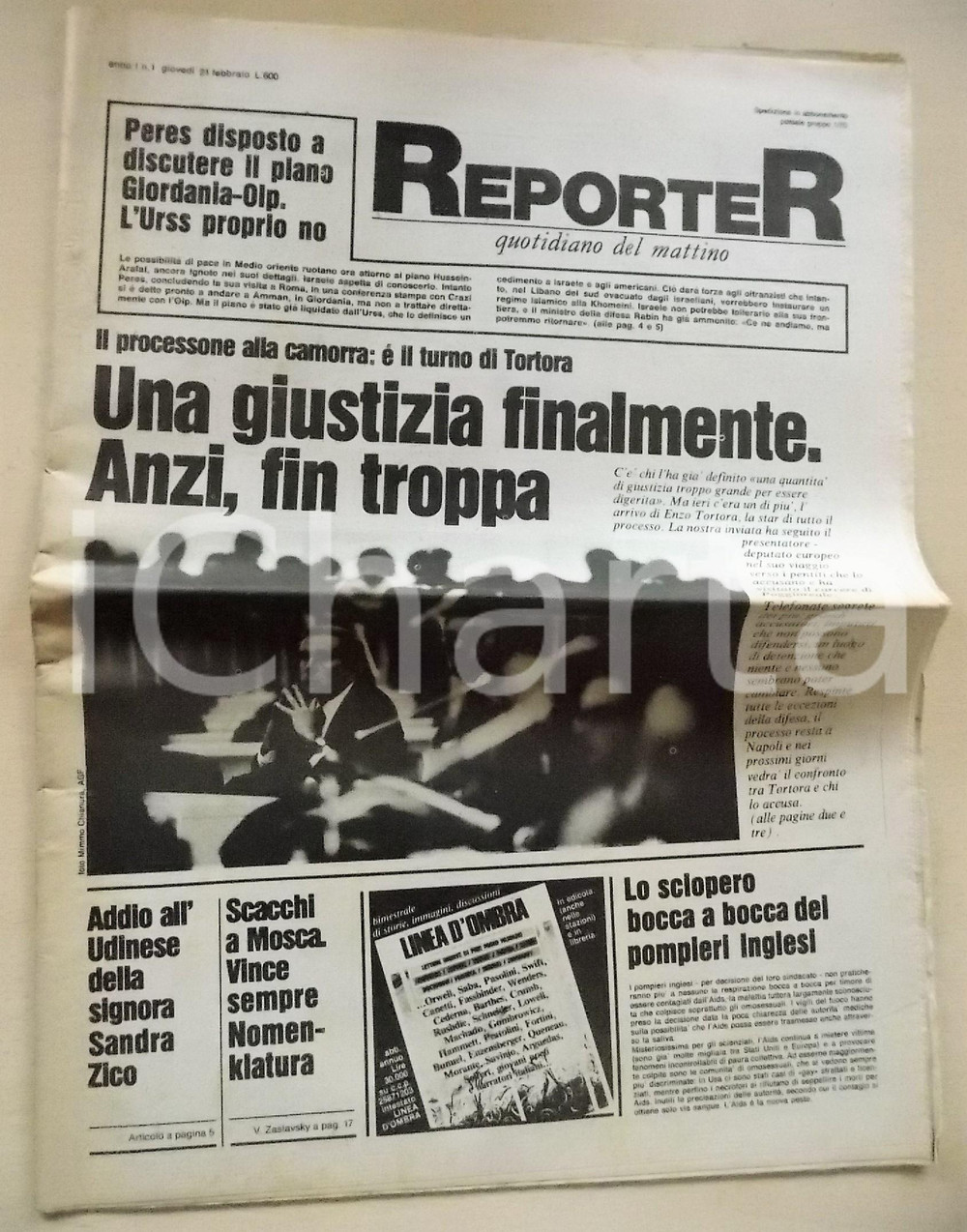 Giornale, rivista storica 1985 REPORTER Processo a Enzo TORTORA  Quotidiano del mattino  Anno I n°1 1