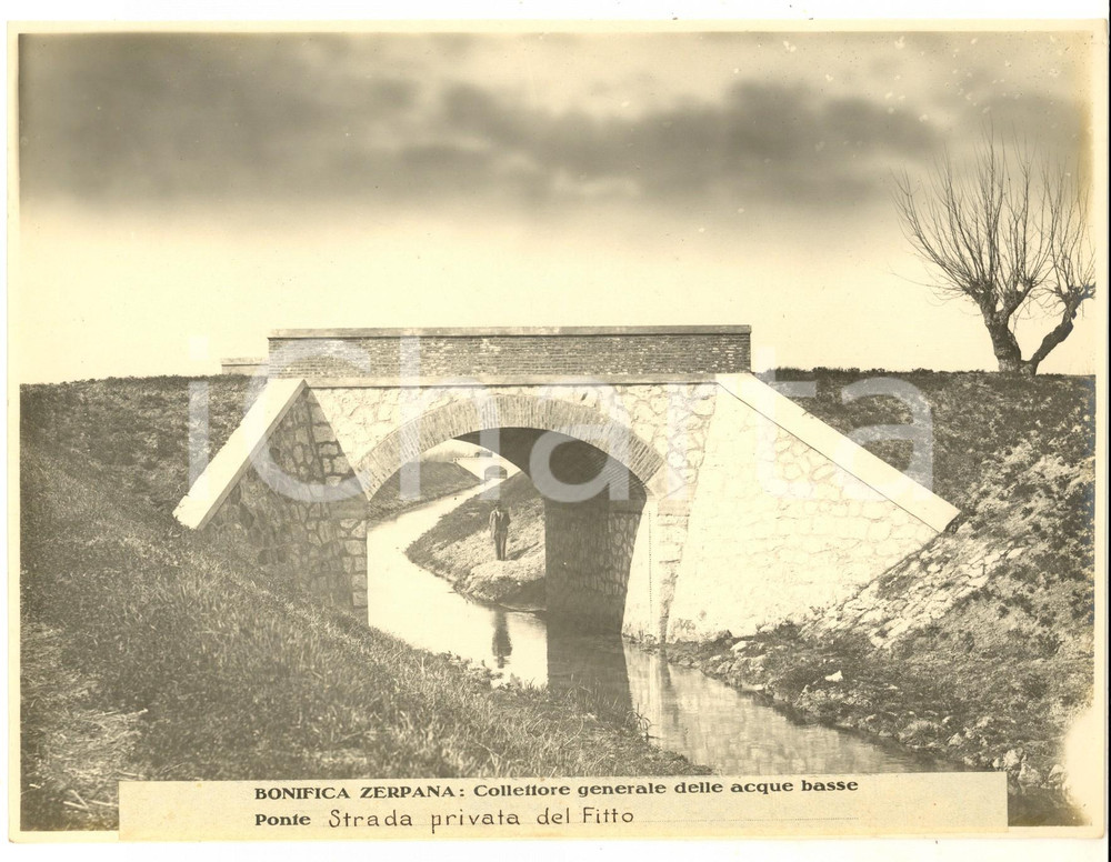 Fotografia d epoca originale 1930 ca VERONA  BONIFICA ZERPANA Collettore  Strada privata del Fitto Foto 1