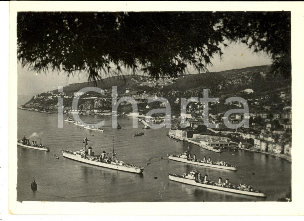 Fotografia d epoca originale 1940 ca VILLEFRANCHESURMER Occupazione italiana  Navi in rada Foto 18x13 1