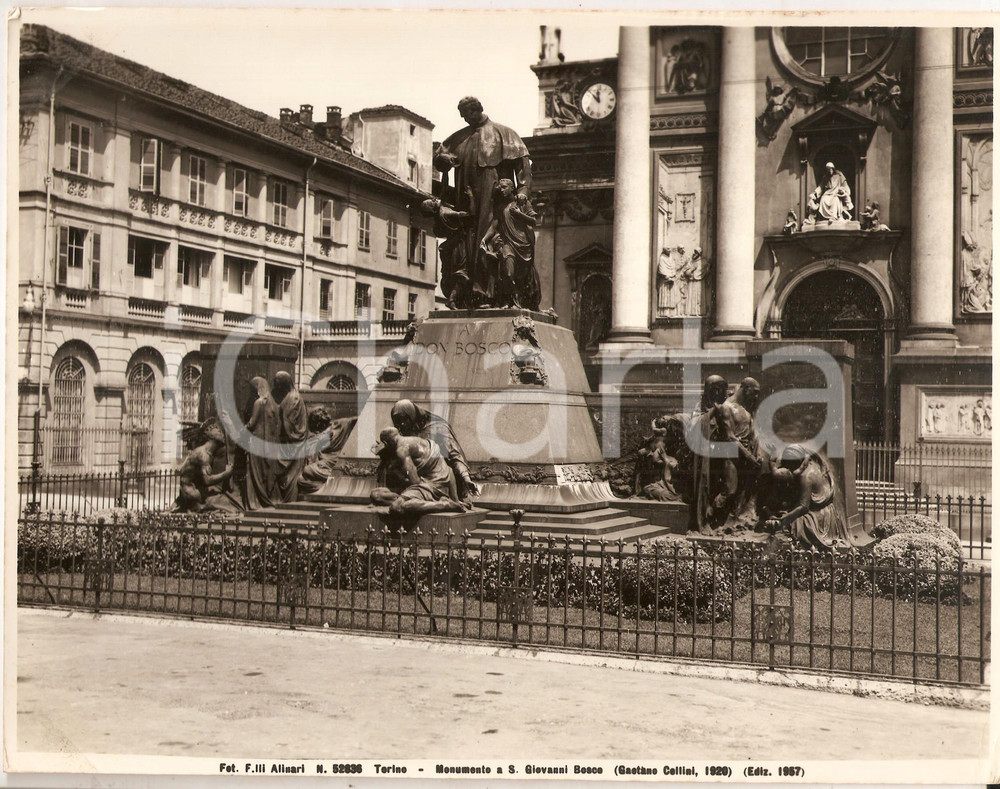 Fotografia d epoca originale 1957 TORINO Monumento a San Giovanni BOSCO Foto artistica ALINARI 25x20 cm 1