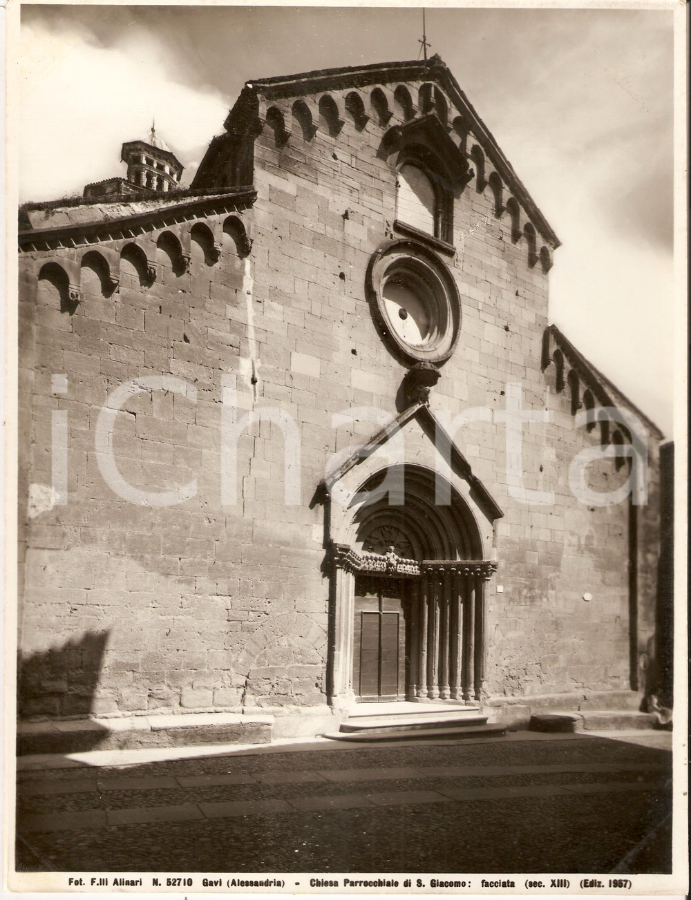 Fotografia d epoca originale 1957 GAVI AL Facciata della chiesa di San Giacomo Foto artistica ALINARI 20x25 1